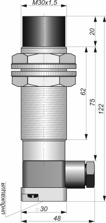 Датчик индуктивный бесконтактный И27-NO-PNP-K(Текаформ, Lкорп=75мм)