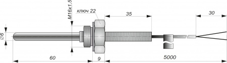 Термопреобразователь с кабельным выводом ДТХА-01(Lкаб=5м)